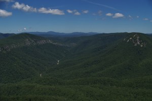 Upstream in the Linville Gorge with Tennessee Mountains in the background